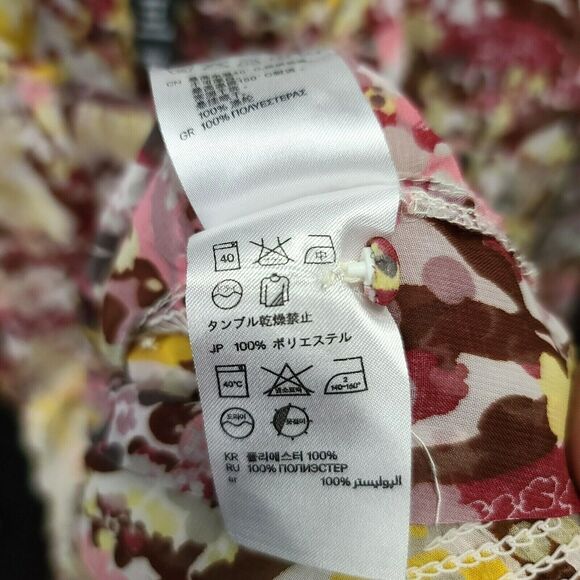 H&M Womens Blouse Multi-Color Size 12 100% Polyester Long Sleeve Buttons Pullon - Picture 10 of 12